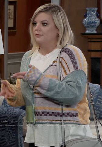 Maxie's mixed print cardigan on General Hospital