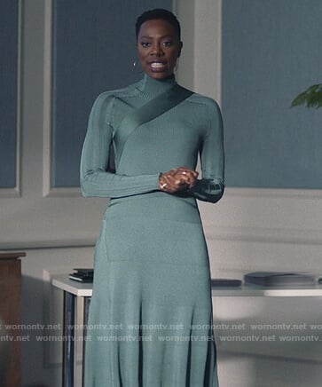 Molly's teal ribbed midi dress on Insecure