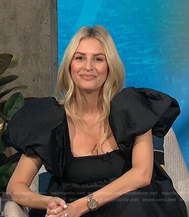 Morgan's black puff sleeve dress on E! News Daily Pop