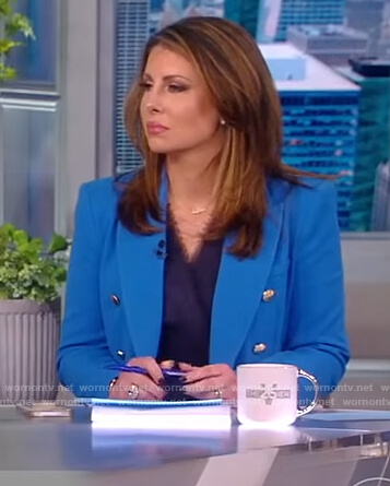 Morgan Ortagus' blue double breasted blazer on The View
