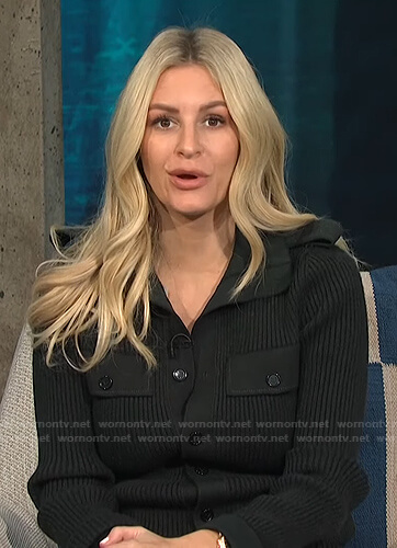 Morgan's black ribbed button down knit dress on E! News Daily Pop
