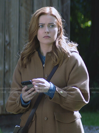 Nancy's beige hooded coat on Nancy Drew