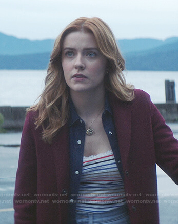 Nancy's multicolor striped top on Nancy Drew