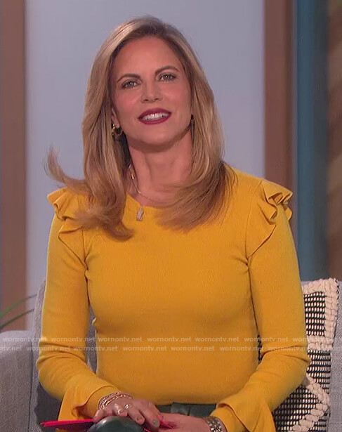 Natalie's yellow ruffle sweater on The Talk