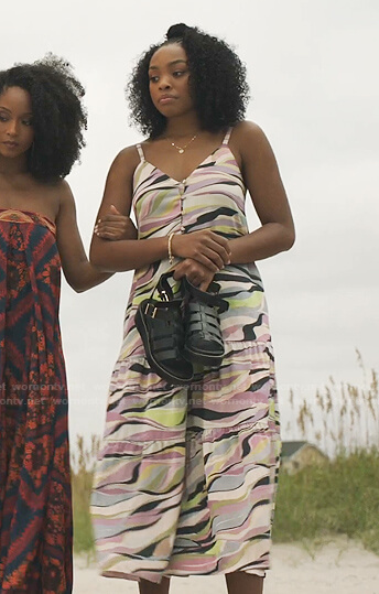 Nikki's multicolor abstract print dress on Our Kind of People