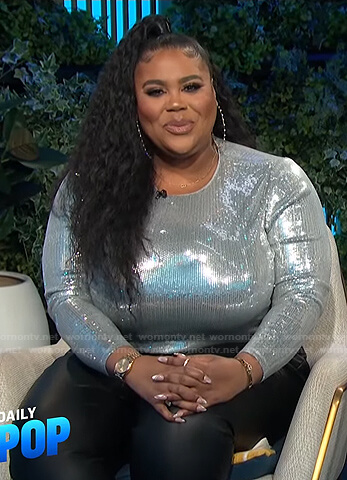 Nina's sequin long sleeve top on E! News Daily Pop