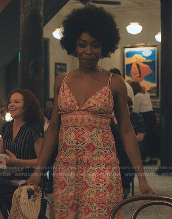 Ola's printed v-neck dress on Love Life