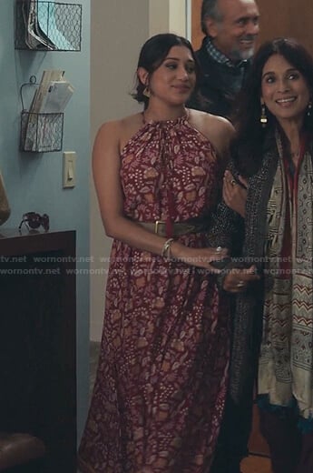 Padma's pink floral tassel tie dress on The Resident