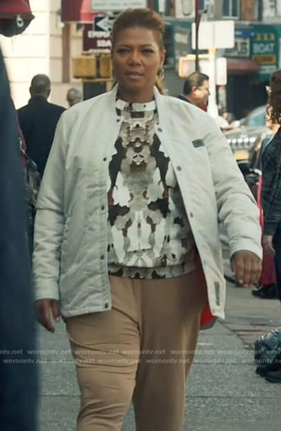 Robyn's camo sweatshirt and bomber jacket on The Equalizer