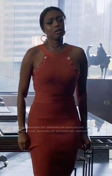 Ryan's orange studded trim dress on Batwoman