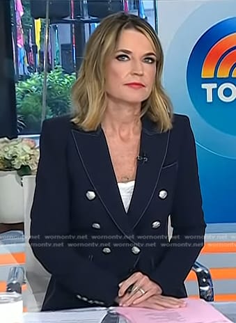 Savannah's navy double breasted blazer on Today