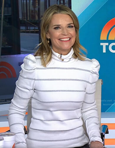 Savannah's white striped turtleneck sweater on Today