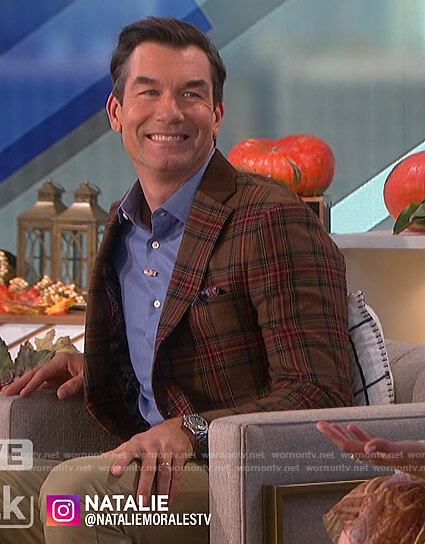 Jerry's brown plaid blazer on The Talk
