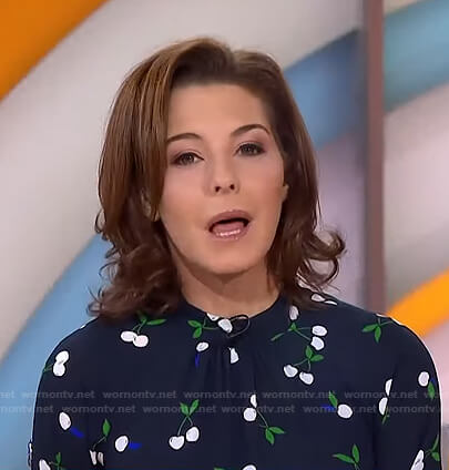 Stephanie Ruhle's navy cherry print dress on Today