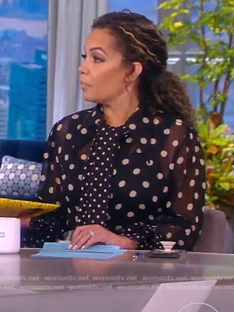 Sunny's black polka dot print blouse on The View