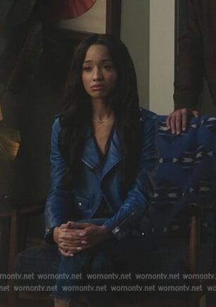 Tabitha's blue leather moto jacket on Riverdale