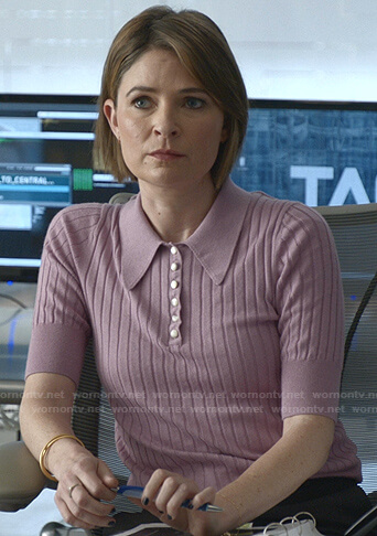 Taylor's lilac ribbed knit polo shirt on Bull