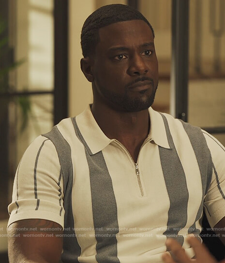 Tyrique's stripe polo on Our Kind of People
