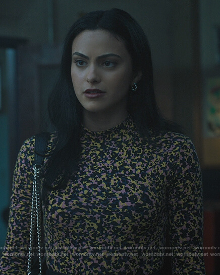 Veronica's printed mesh top on Riverdale