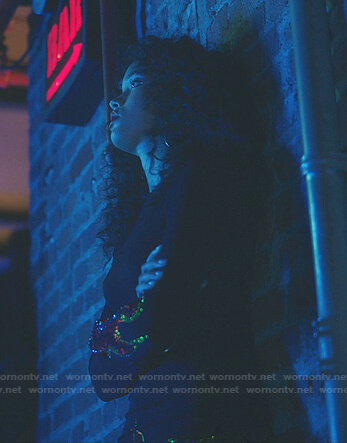 Zoya's black embellished flame dress on Gossip Girl
