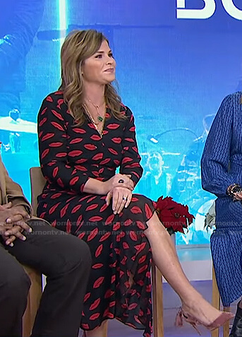 Jenna's black lip print dress on Today