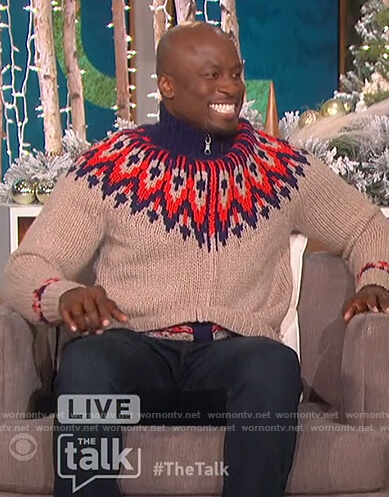 Akbar's fairisle zip down sweater  on The Talk