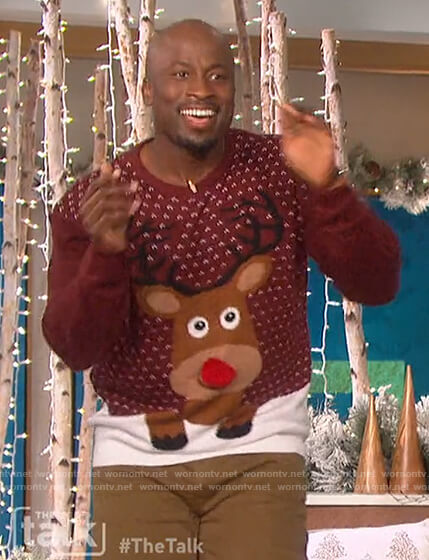Akbar's Rudolf Christmas sweater on The Talk