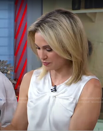 Amy's white twisted sleeveless top on Good Morning America