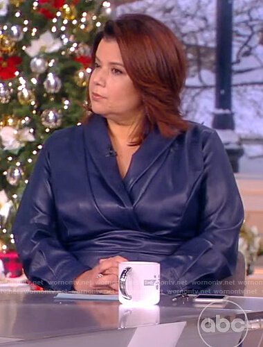 Ana's blue leather wrap dress on The View