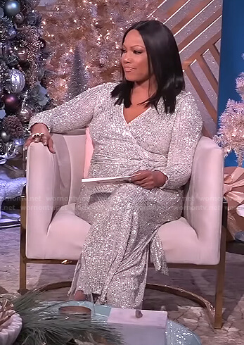 Gacelle's sequin wrap jumpsuit on The Real