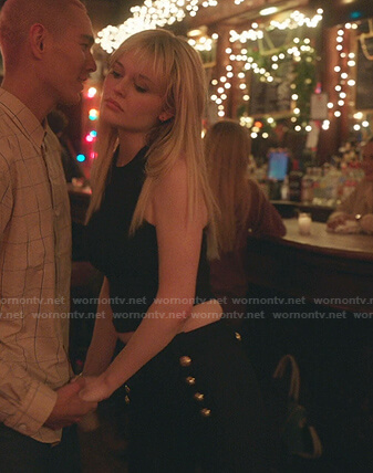 Audrey's black pants with gold buttons on Gossip Girl