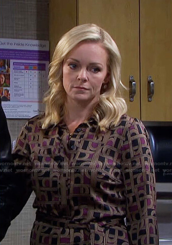 Belle's black printed shirtdress on Days of our Lives