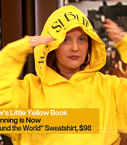 Drew's yellow hoodie on The Drew Barrymore Show