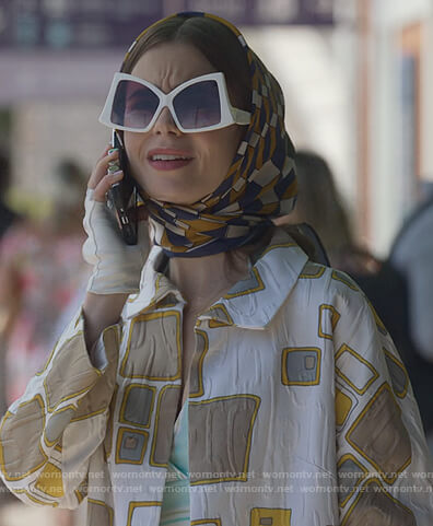Emily's white butterfly sunglasses on Emily in Paris