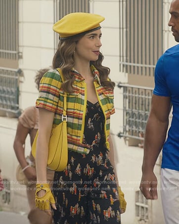 Emily's stripe zip up top on Emily in Paris