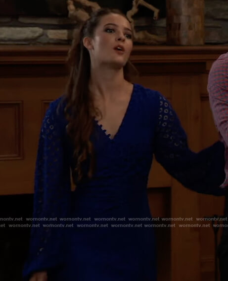 Esme's blue lace mini dress on General Hospital