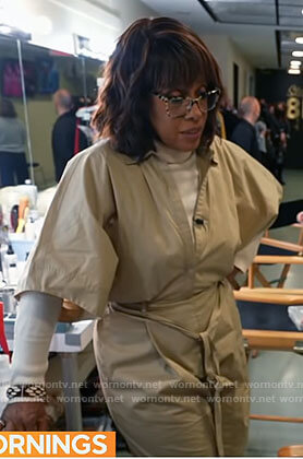 Gayle King's khaki jumpsuit on CBS Mornings