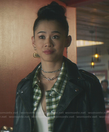 George's green plaid cropped jacket on Nancy Drew