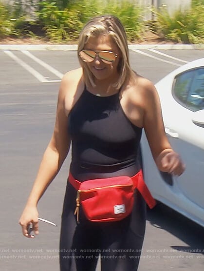 Gina's red belt bag on The Real Housewives of Orange County