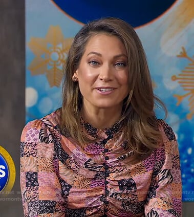 Ginger's pink patchwork ruched top on Good Morning America
