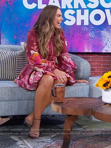 Hannah Brown's pink floral print dress on The Kelly Clarkson Show