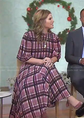 Jenna's pink plaid midi dress on Today