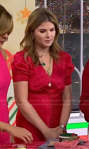 Jenna's red button front v-neck dress on Today