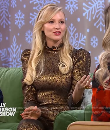 Jewel's paisley brocade jumpsuit on The Kelly Clarkson Show