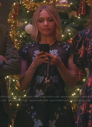 Kate's black floral embroidered dress on Gossip Girl
