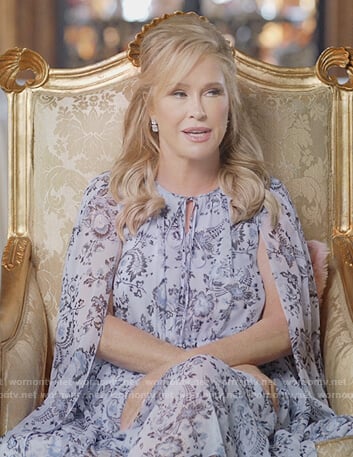 Kathy's blue floral cape dress on Paris in Love