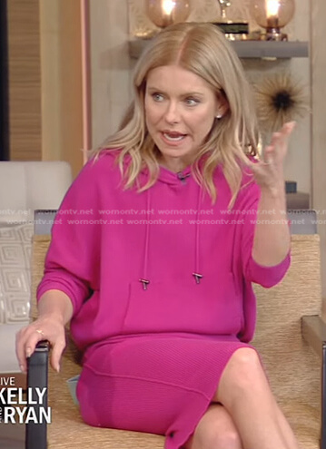 Kelly's pink hooded dress on Live with Kelly and Ryan