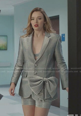 Kirby's metallic bow embellished blazer on Dynasty