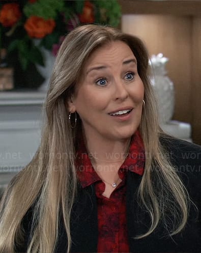 Laura's red floral blouse on General Hospital