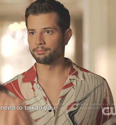 Sam's crane print shirt on Dynasty